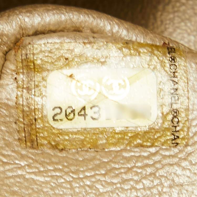Pre Owned Chanel Gold Quilted Perforated Leather New Mini Classic Flap Bag