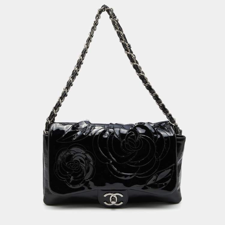 Chanel Black Patent Leather Paris Shanghai Camellia Flap Bag Chanel | TLC