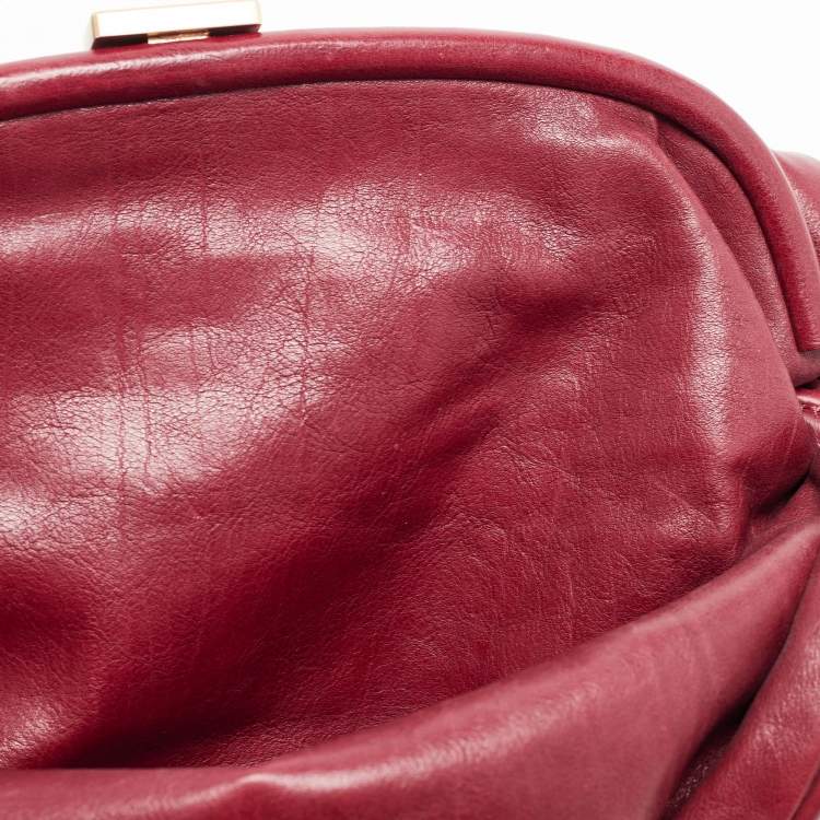 Pre Owned Chanel Red Leather Mini Rock and Chain Hobo