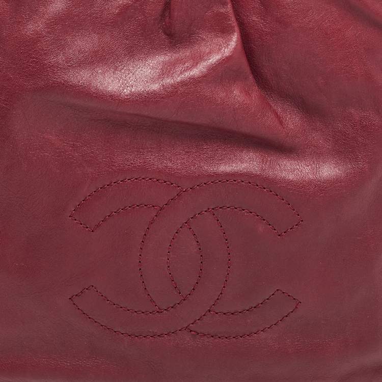 Pre Owned Chanel Red Leather Mini Rock and Chain Hobo