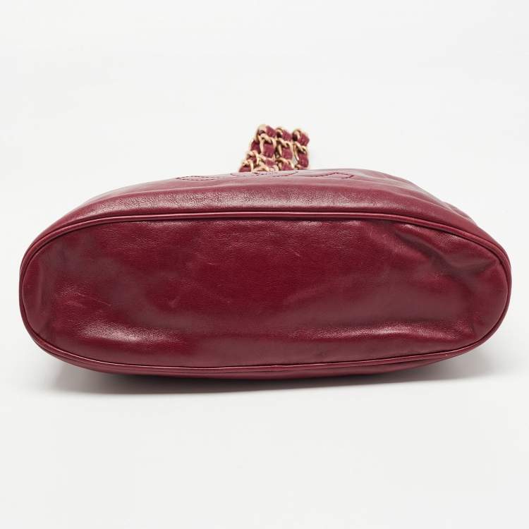 Pre Owned Chanel Red Leather Mini Rock and Chain Hobo