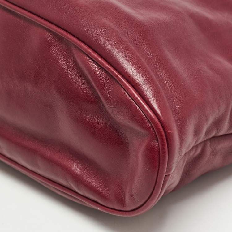 Pre Owned Chanel Red Leather Mini Rock and Chain Hobo