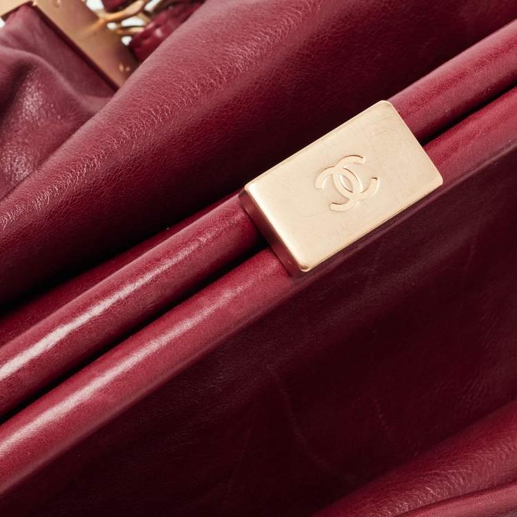 Pre Owned Chanel Red Leather Mini Rock and Chain Hobo