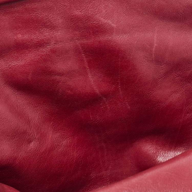 Pre Owned Chanel Red Leather Mini Rock and Chain Hobo