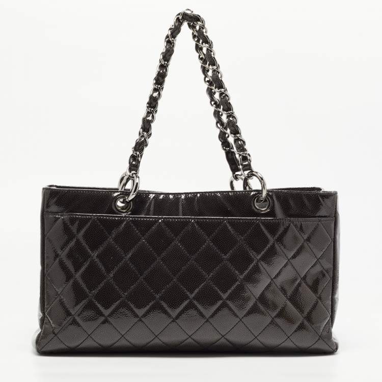Pre Owned Chanel Dark Grey Caviar Patent Leather 2.55 Reissue Bag