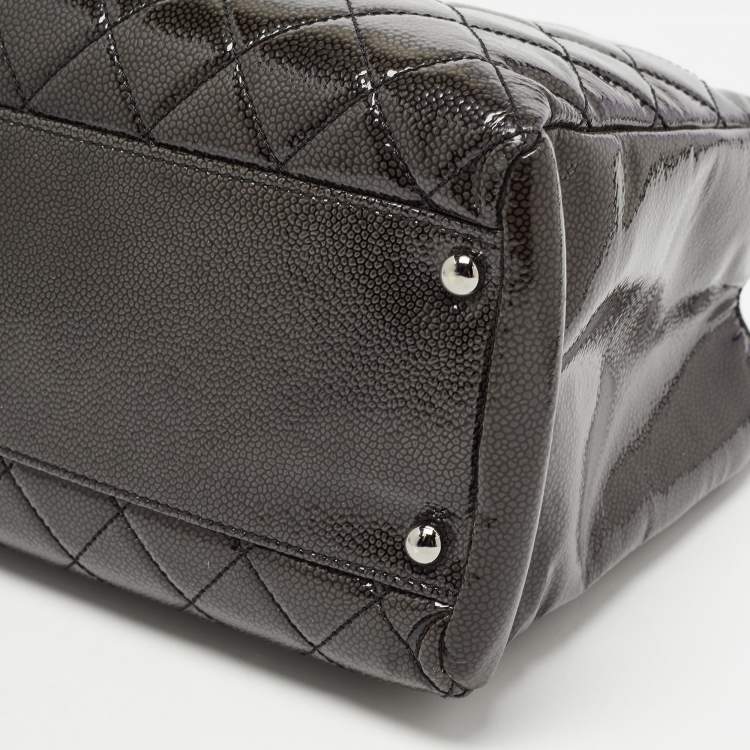 Pre Owned Chanel Dark Grey Caviar Patent Leather 2.55 Reissue Bag