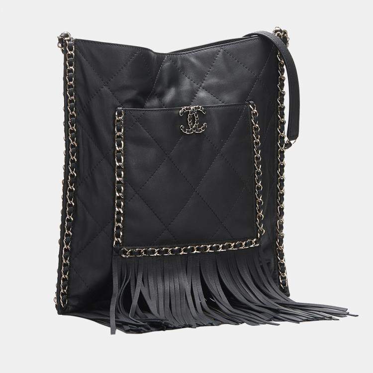 Chanel Black Small Fringe Shopping Bag Chanel