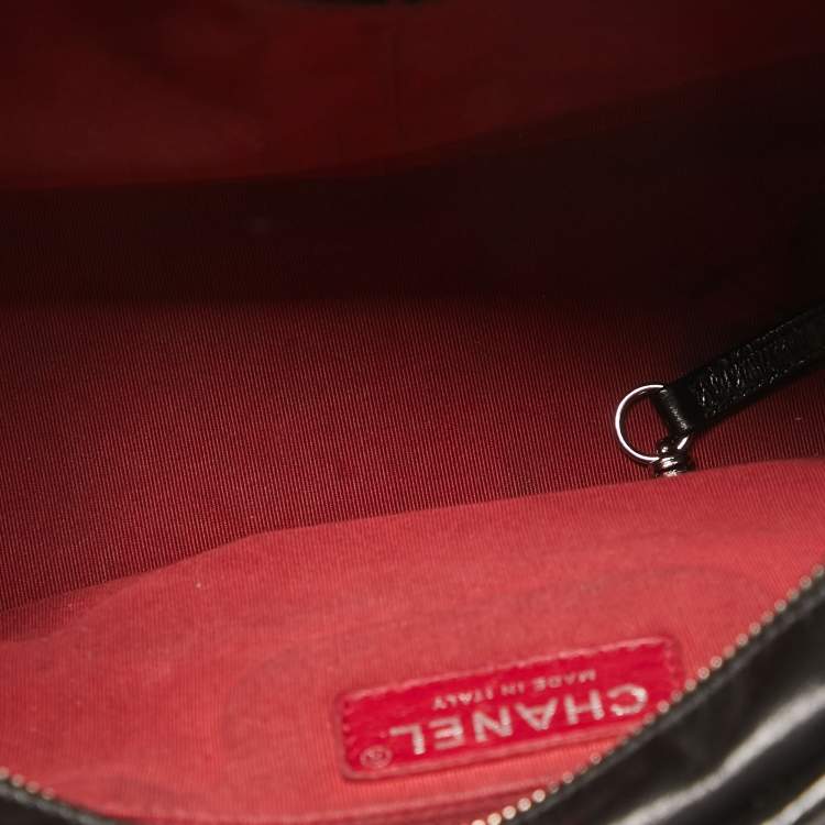 Pre Owned Chanel Black Quilted Aged Leather Medium Gabrielle Hobo