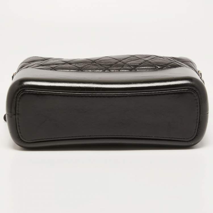 Pre Owned Chanel Black Quilted Aged Leather Medium Gabrielle Hobo