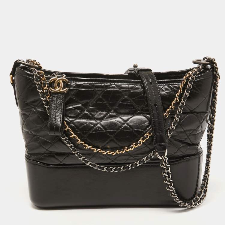 Chanel Black/White Quilted Aged Leather Small Gabrielle Hobo Chanel | The  Luxury Closet