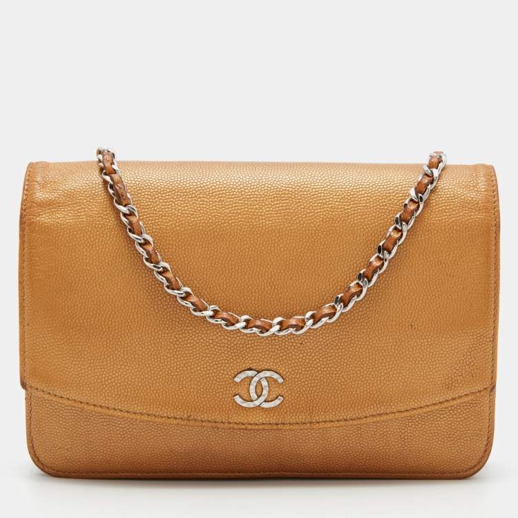 Chanel Metallic Bronze Caviar Leather Sevruga Wallet on Chain Chanel