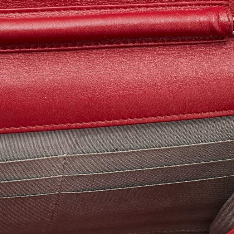 Pre Owned Chanel Red Caviar Leather CC Timeless Wallet on Chain