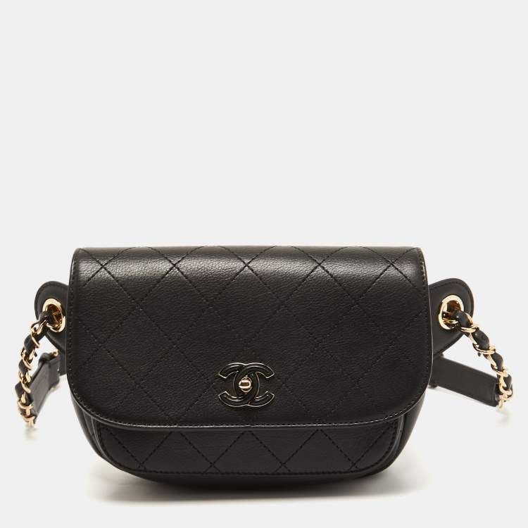 Chanel Black Quilted Leather CC Waist Bag Chanel