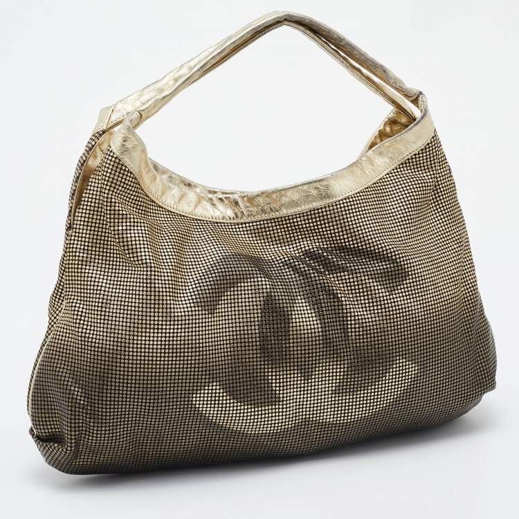 Pre Owned Chanel Ombre Gold Perforated Leather Hollywood CC Hobo