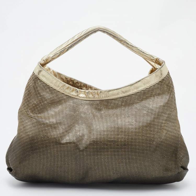Pre Owned Chanel Ombre Gold Perforated Leather Hollywood CC Hobo