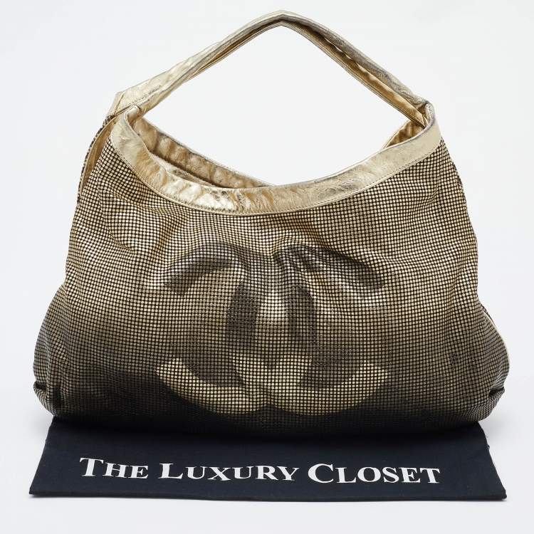 Pre Owned Chanel Ombre Gold Perforated Leather Hollywood CC Hobo
