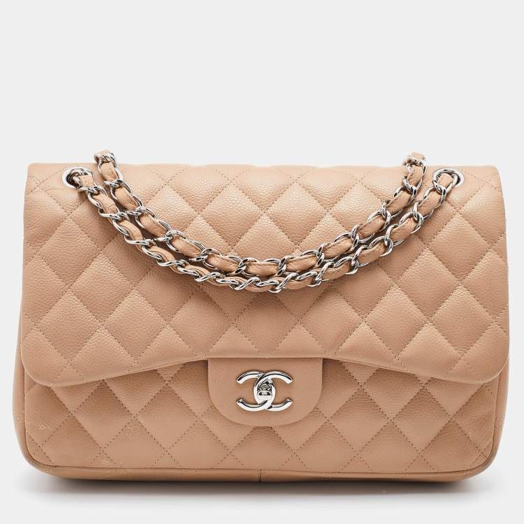 Chanel Beige Quilted Caviar Leather Jumbo Classic Double Flap Bag Chanel |  The Luxury Closet