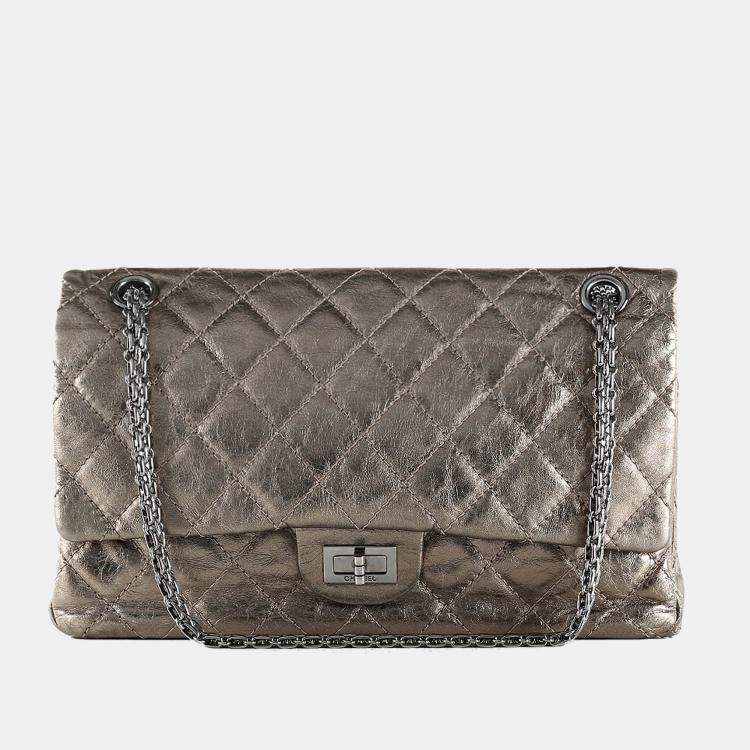 Chanel Bronze Quilted Leather Reissue 227 Double Flap Shoulder Bag