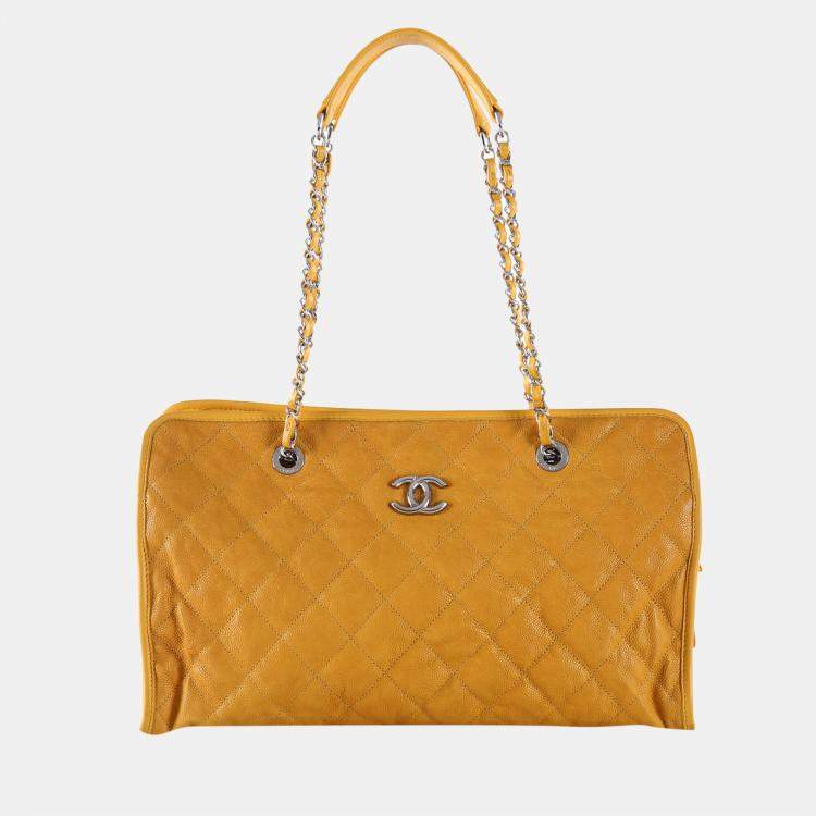 Chanel Yellow Caviar Leather French Riviera Large Tote Bag Chanel