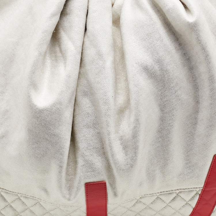 مملوكة مسبقًا Chanel Metallic Beige/Red Quilted Jersey and Leather LA Bag