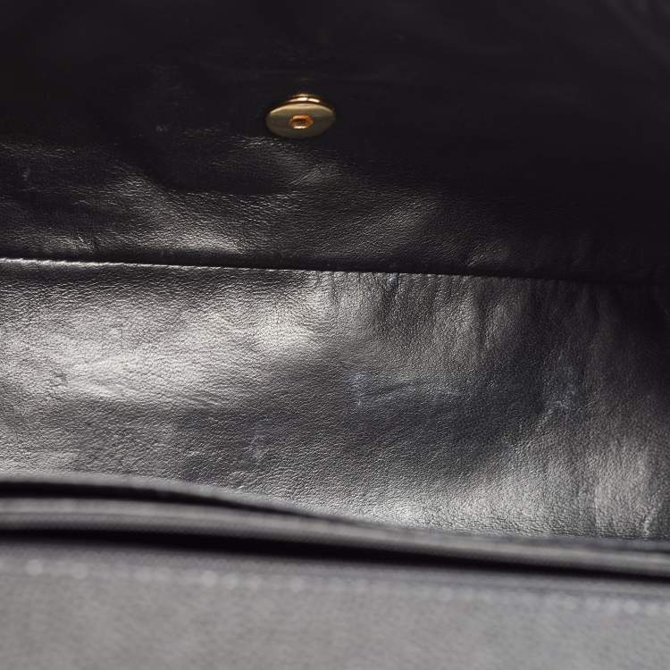 Pre Owned Chanel Black Quilted Caviar Leather Maxi Classic Single Flap Bag