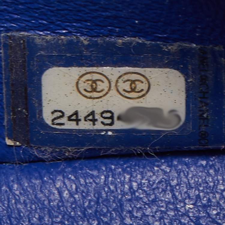 Pre Owned Chanel Blue Chevron Leather Mini Rectangle Classic Single Flap Bag