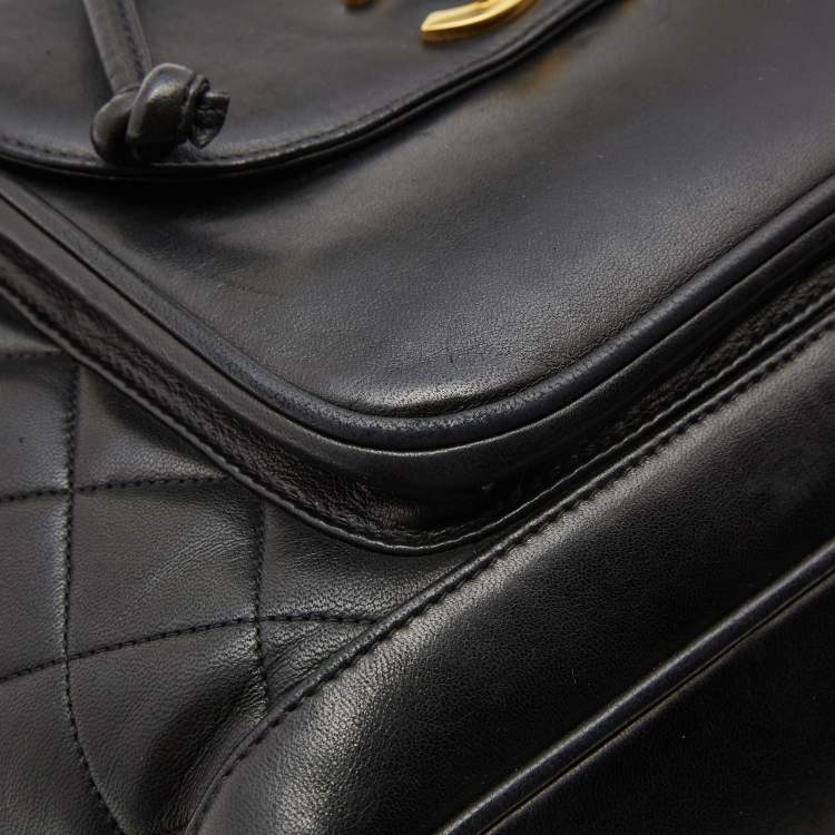 Pre Owned Chanel Black Quilted Lambskin Leather Duma Backpack