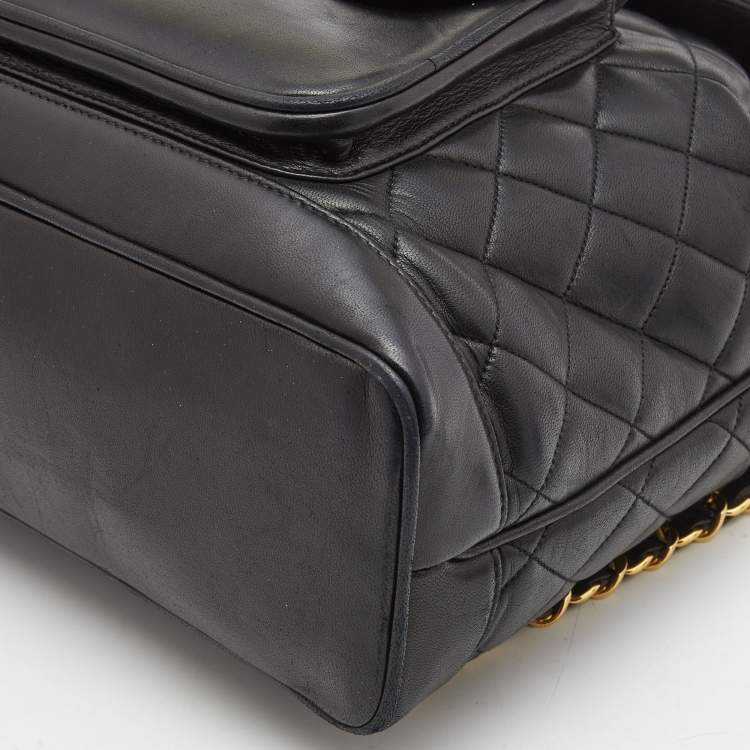Pre Owned Chanel Black Quilted Lambskin Leather Duma Backpack