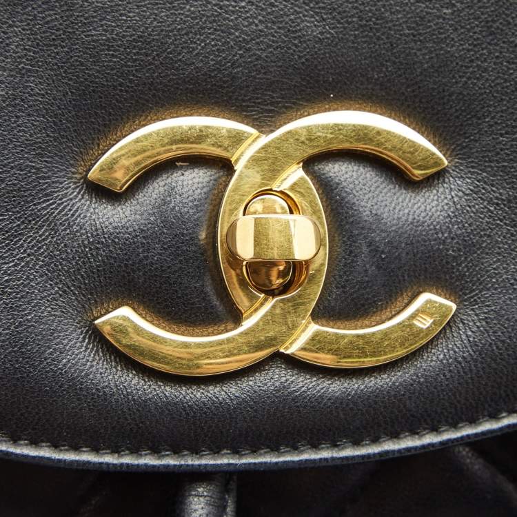 Pre Owned Chanel Black Quilted Lambskin Leather Duma Backpack