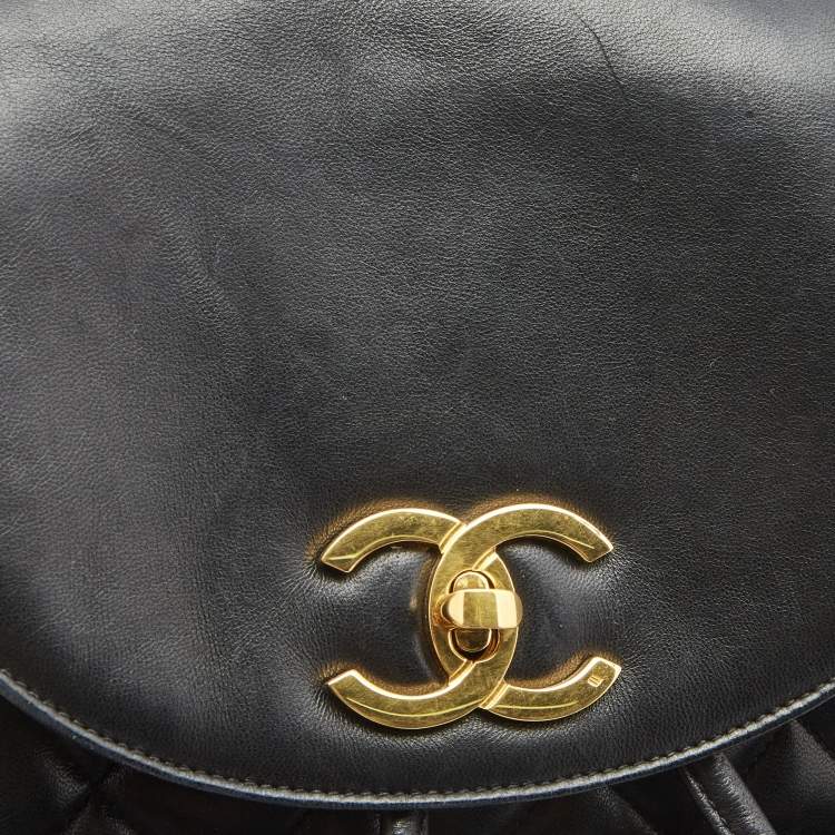Pre Owned Chanel Black Quilted Lambskin Leather Duma Backpack