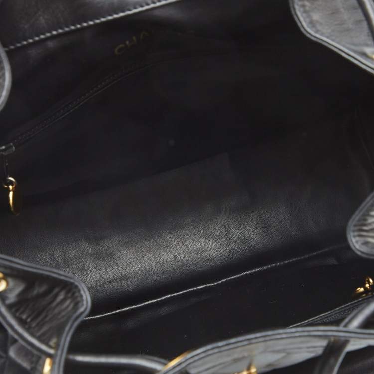 Pre Owned Chanel Black Quilted Lambskin Leather Duma Backpack