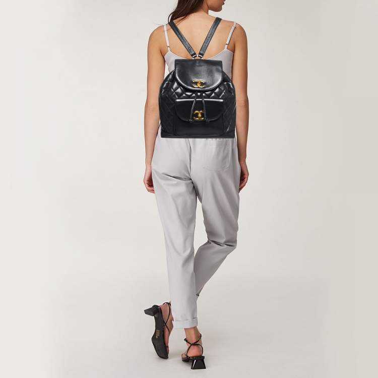 Vintage Chanel Duma Backpack Beige and Black Tweed Gold Hardware in 2023