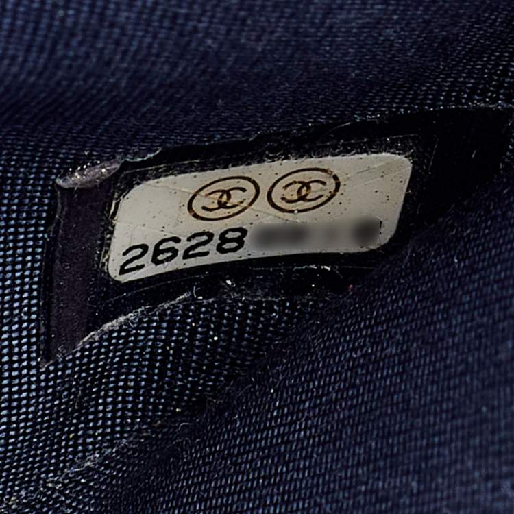 Pre Owned Chanel Blue Quilted Leather CC Double Zip Chain Clutch