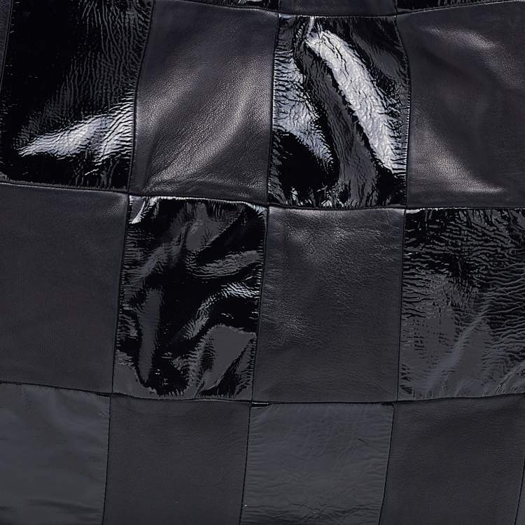 Pre Owned Chanel Black Leather and Patent Leather Large Brooklyn Patchwork Cabas Tote 