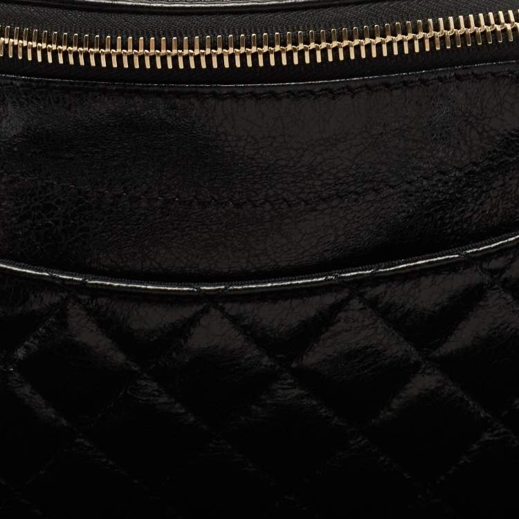 Pre Owned Chanel Black Quilted Glossy Leather Bi Classic Belt Bag