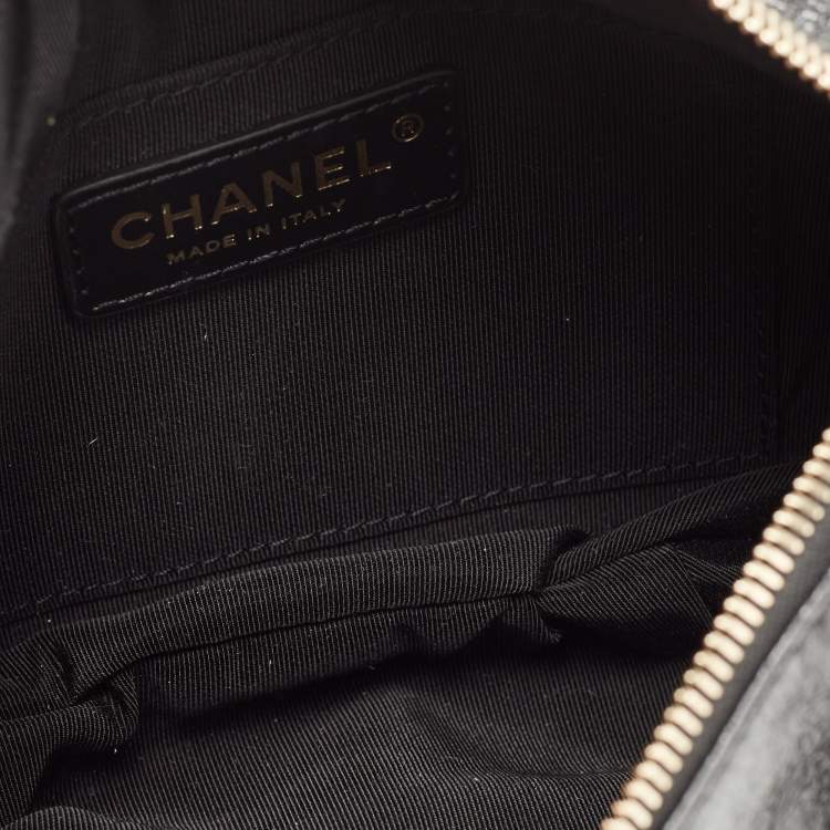 Pre Owned Chanel Black Quilted Glossy Leather Bi Classic Belt Bag