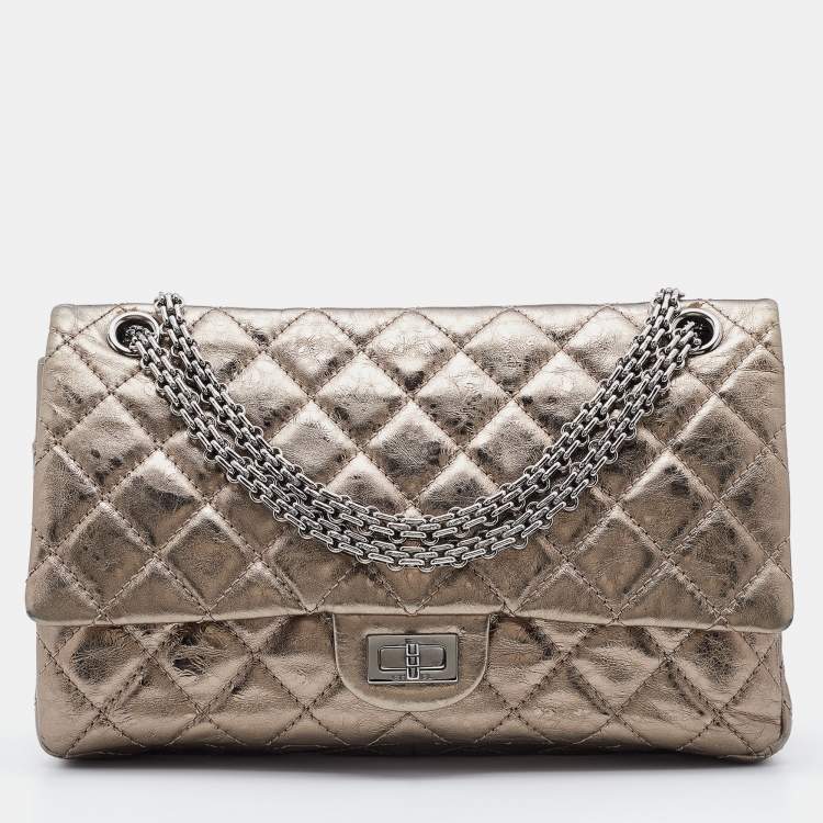 Chanel Metallic Grey Quilted Leather Reissue 2.55 Classic 226 Flap Bag