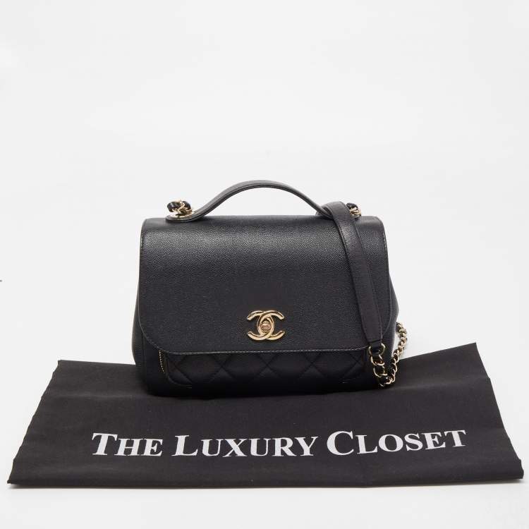 Pre Owned Chanel Black Quilted Caviar Leather Medium Business Affinity Flap Bag