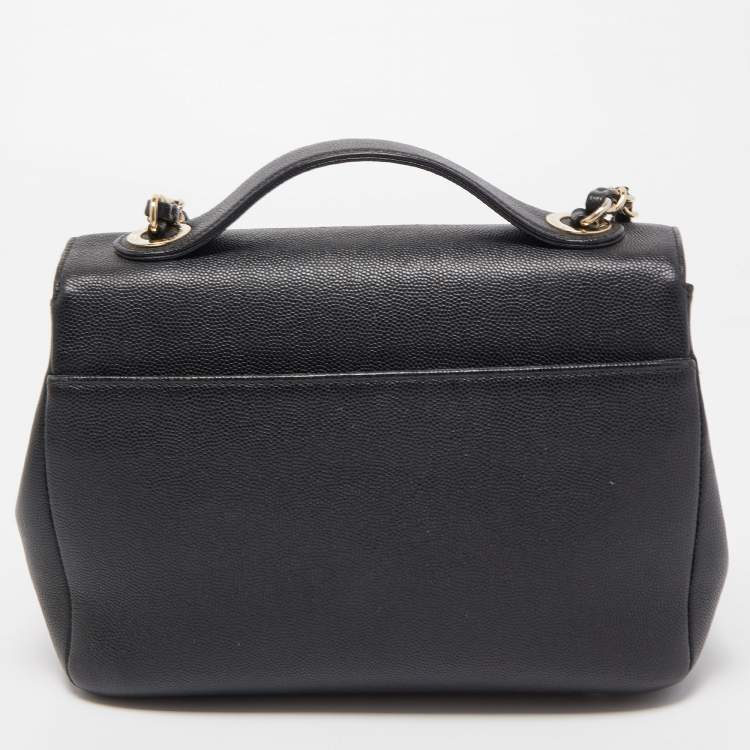 Pre Owned Chanel Black Quilted Caviar Leather Medium Business Affinity Flap Bag