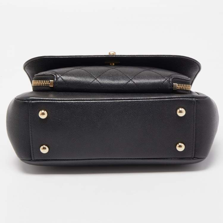 Pre Owned Chanel Black Quilted Caviar Leather Medium Business Affinity Flap Bag