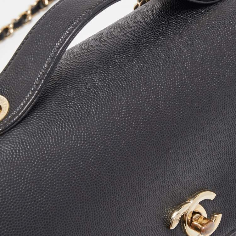 Pre Owned Chanel Black Quilted Caviar Leather Medium Business Affinity Flap Bag