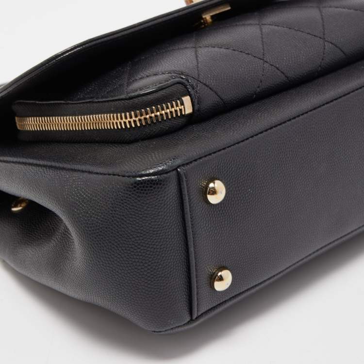 Pre Owned Chanel Black Quilted Caviar Leather Medium Business Affinity Flap Bag