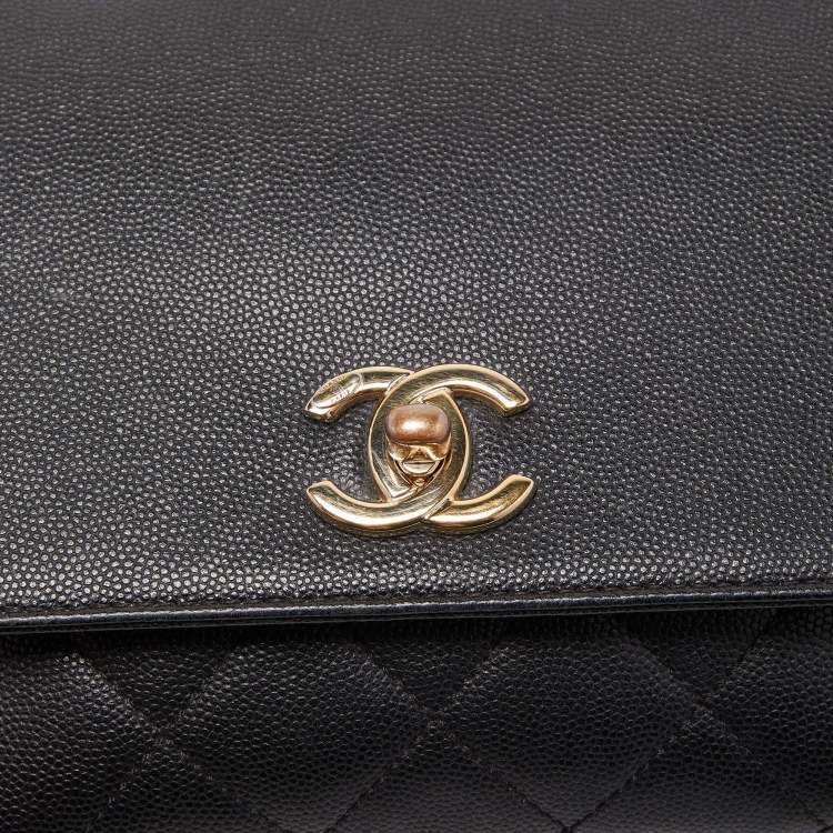 Pre Owned Chanel Black Quilted Caviar Leather Medium Business Affinity Flap Bag