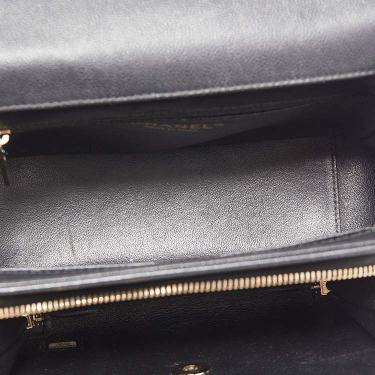 Pre Owned Chanel Black Quilted Caviar Leather Medium Business Affinity Flap Bag