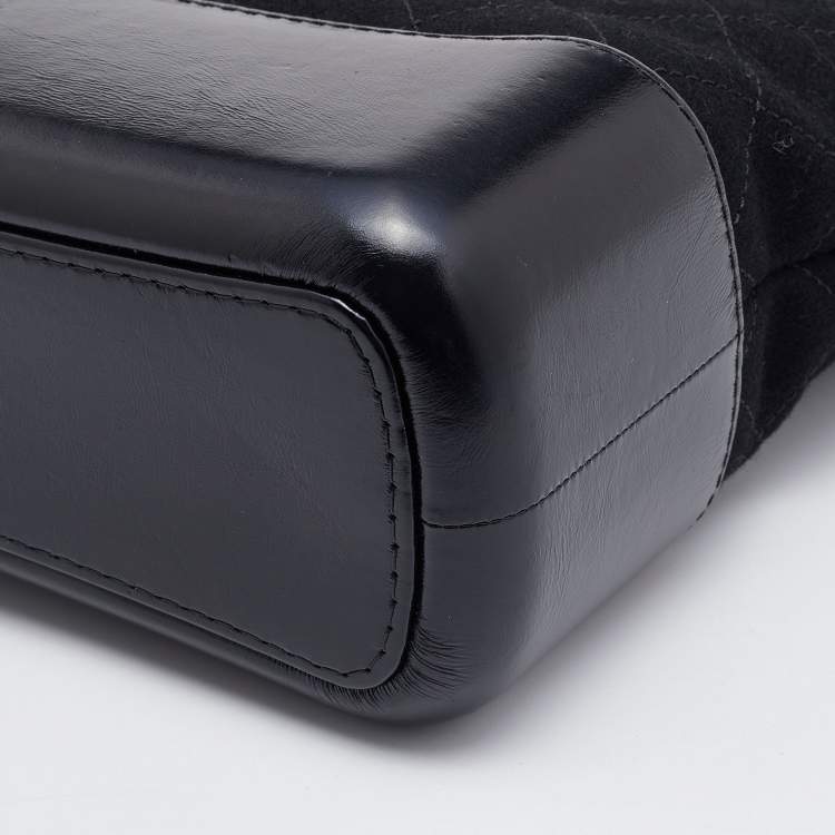 Pre Owned Chanel Black Quilted Wool and Leather Medium Coco Gabrielle Hobo