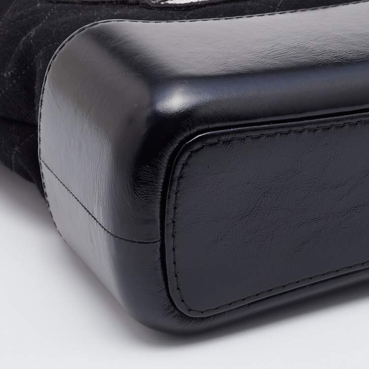 Pre Owned Chanel Black Quilted Wool and Leather Medium Coco Gabrielle Hobo