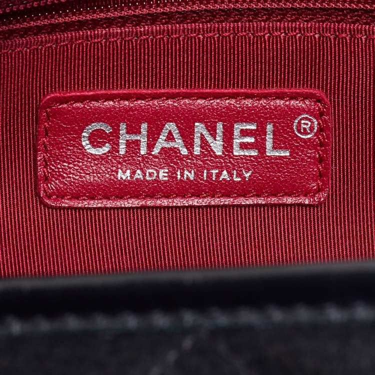 Pre Owned Chanel Black Quilted Wool and Leather Medium Coco Gabrielle Hobo