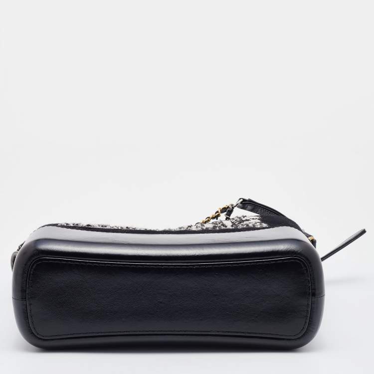 Pre Owned Chanel Black Quilted Wool and Leather Medium Coco Gabrielle Hobo