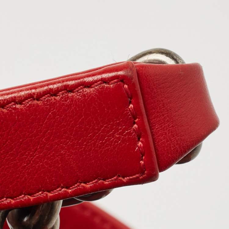 Pre Owned Chanel Red Quilted Leather New Medium Boy Shoulder Bag