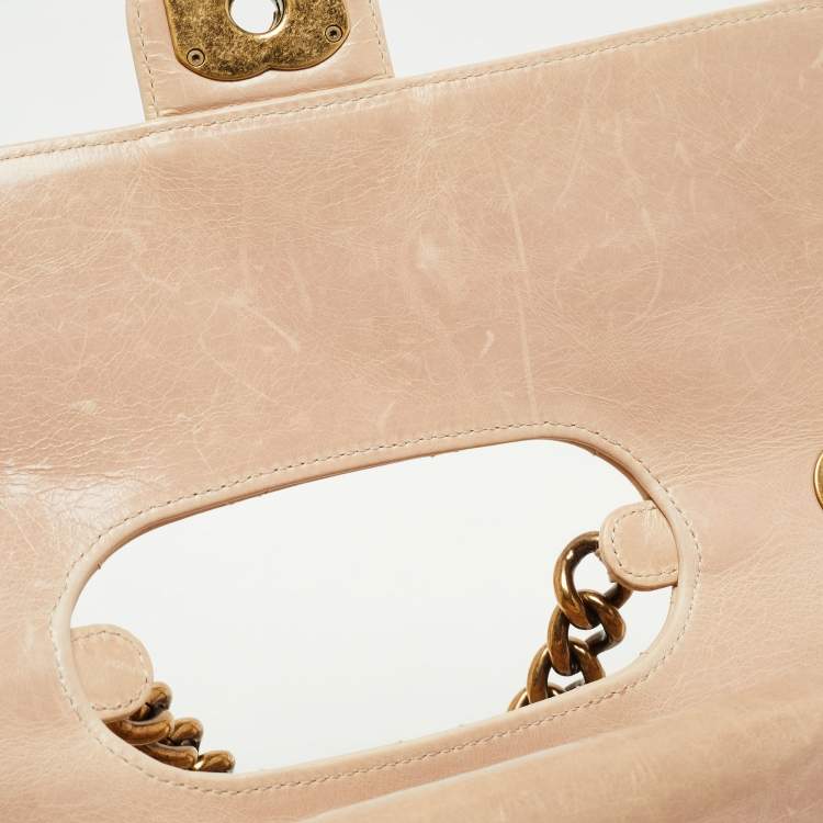 Pre Owned Chanel Beige Quilted Leather Large Perfect Edge Flap Bag